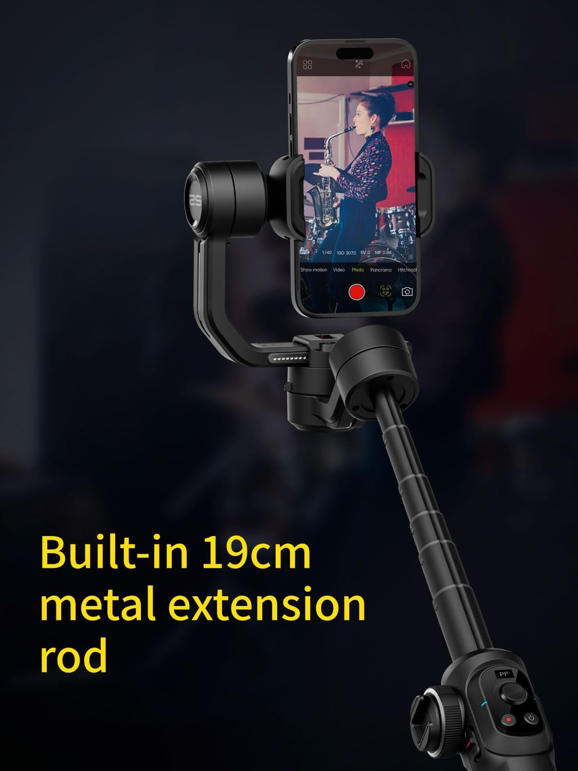 Gimbal Stabilizer for Smartphone, 3-Axis Industry-Standard Gimbal w/360°Rotation, Phone Stabilizer Built-in Extension Rod, Professional Gimbals w/Fill Light for iPhone/Android-Smart S2