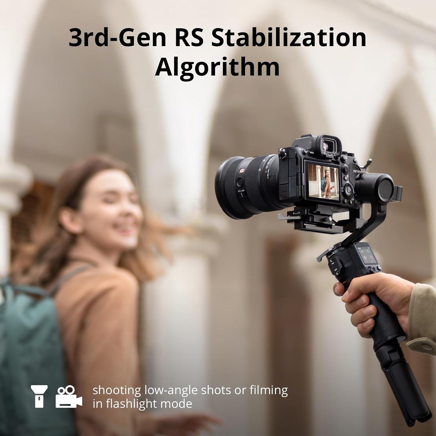 DJI RS 3 Mini, 3-Axis Gimbal Stabilizer for Cameras Canon/Sony/Panasonic/Nikon/Fujifilm, 2 kg (4.4 lbs) Tested Payload, Camera Stabilizer, Camera Gimbal with Native Vertical Shooting