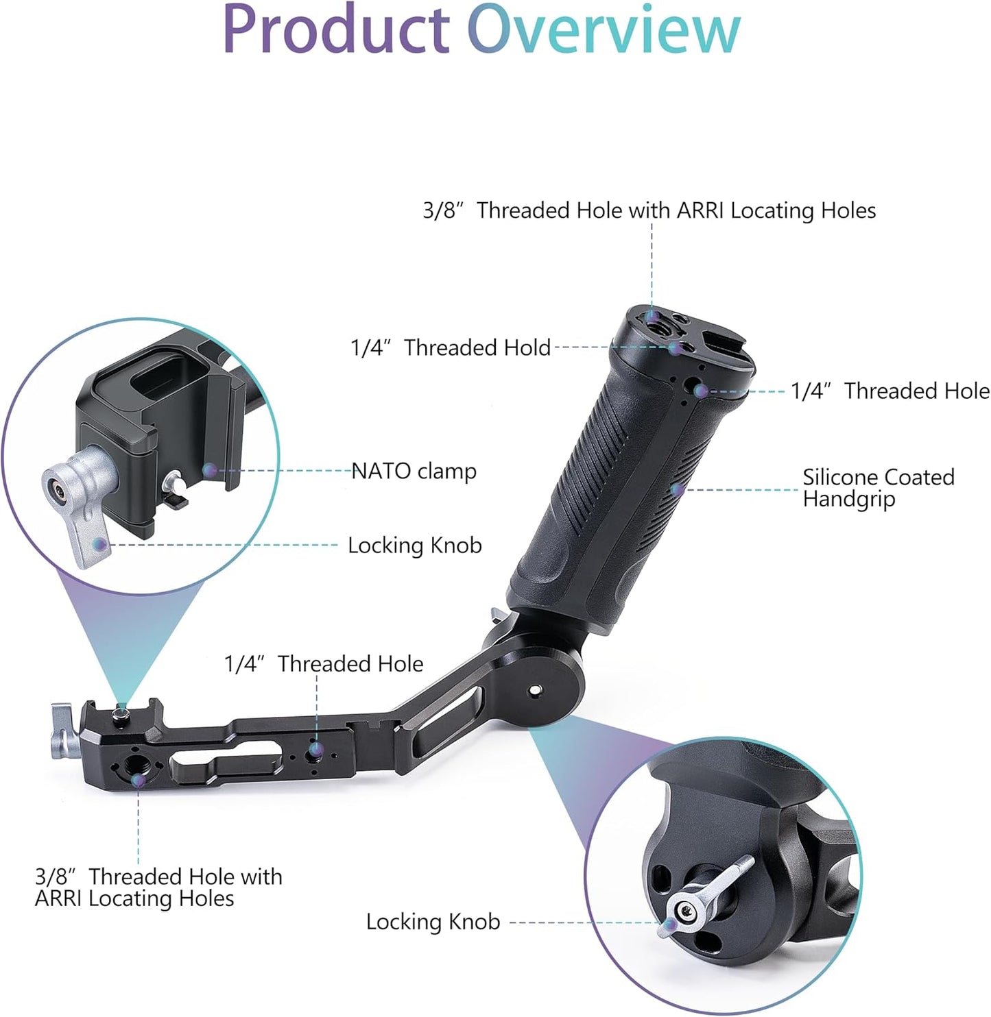 Zeadio Gimbal Sling Handgrip Handle Compatible with DJI RS 2 RSC 2 RS 3 RS 3 Pro Stabilizer, 17.6lb/8kg Load, Ideal for Low Angle Shots